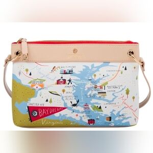 Spartina 449 Bay Dreams Maryland Map‎ Print Crossbody Bag - Multicolor